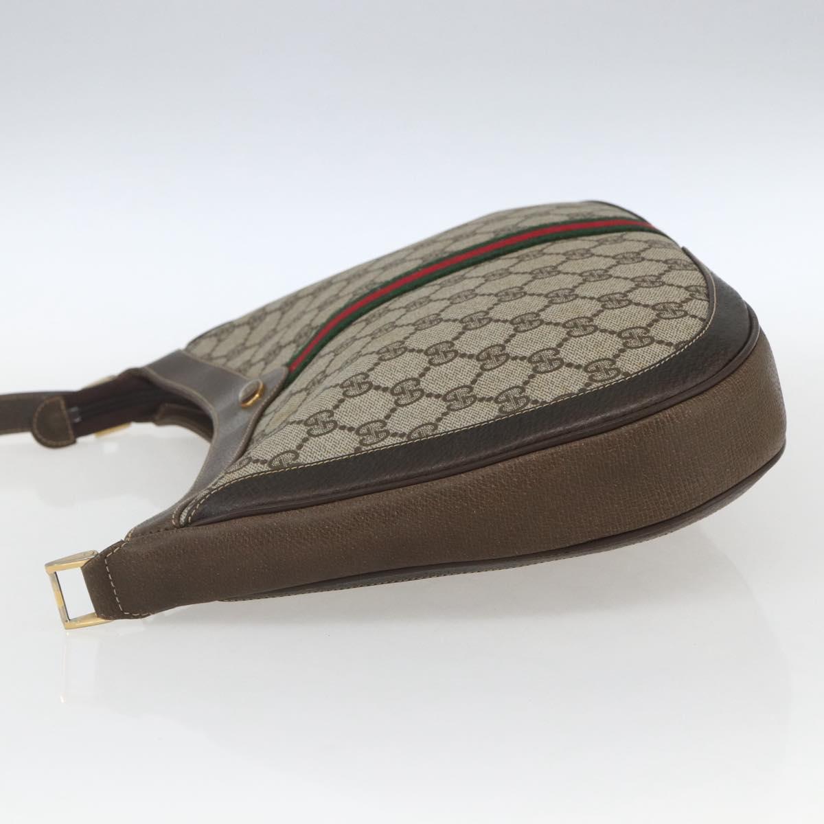 GUCCI GG Supreme Web Sherry Line Bag PVC Beige Gold 72 001 4467 Auth 165194
