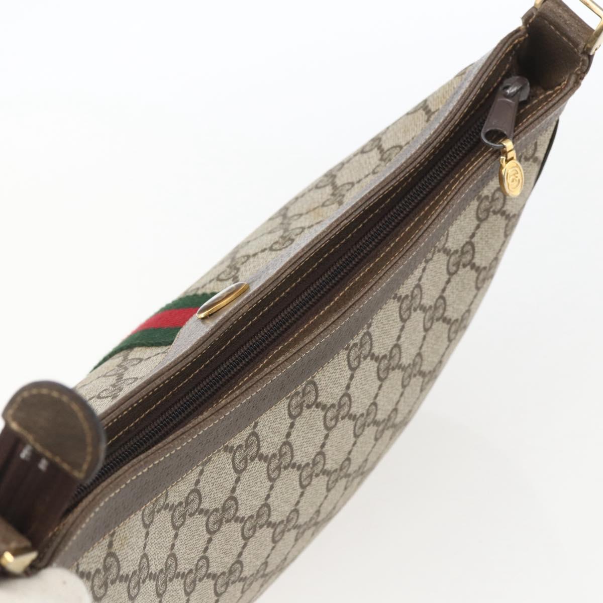 GUCCI GG Supreme Web Sherry Line Bag PVC Beige Gold 72 001 4467 Auth 165194