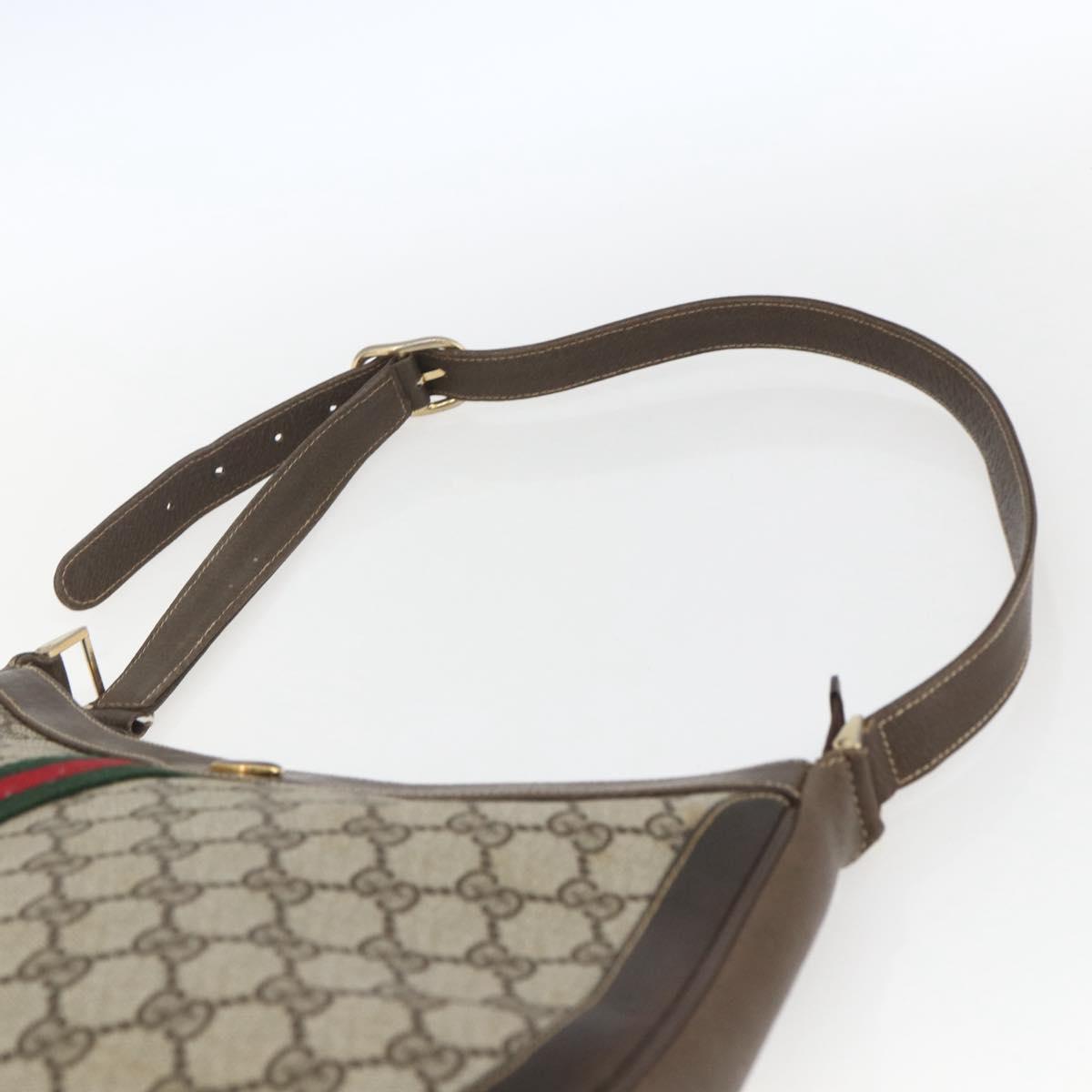 GUCCI GG Supreme Web Sherry Line Bag PVC Beige Gold 72 001 4467 Auth 165194