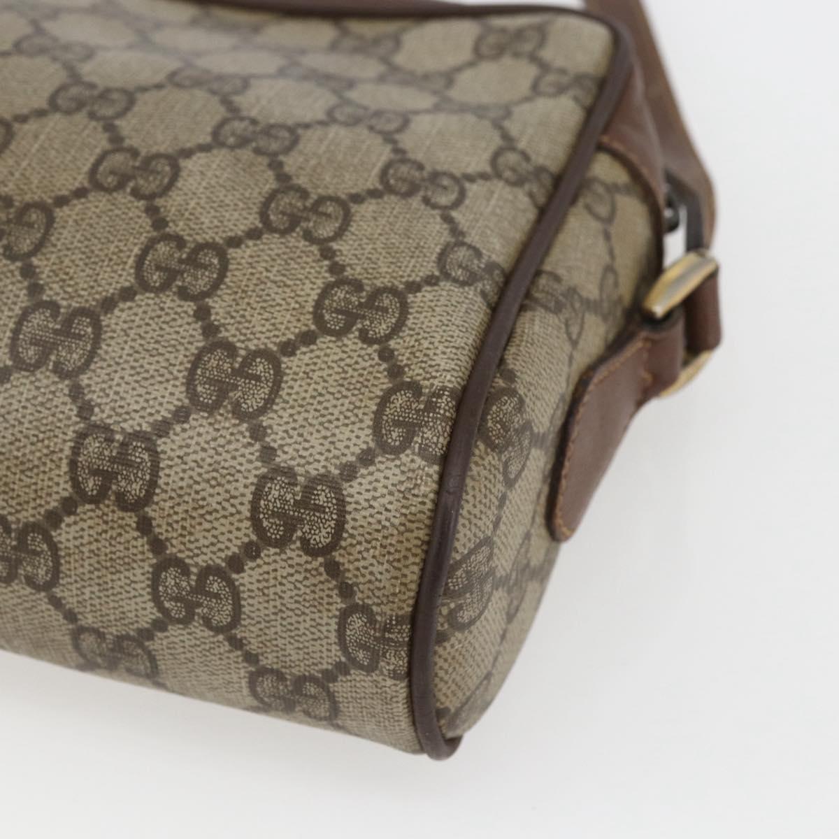 GUCCI GG Supreme Web Sherry Line Bag PVC Beige Gold 001 56 6655 Auth 165195