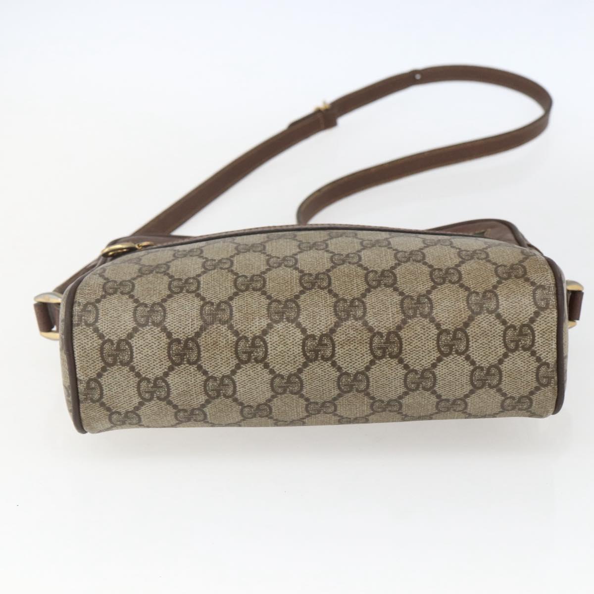 GUCCI GG Supreme Web Sherry Line Bag PVC Beige Gold 001 56 6655 Auth 165195