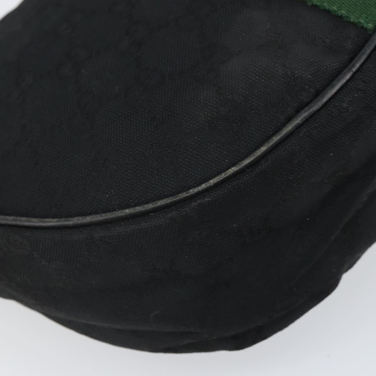 GUCCI GG Canvas Web Sherry Line Shoulder Bag Black Gold 010 378 Auth 165196