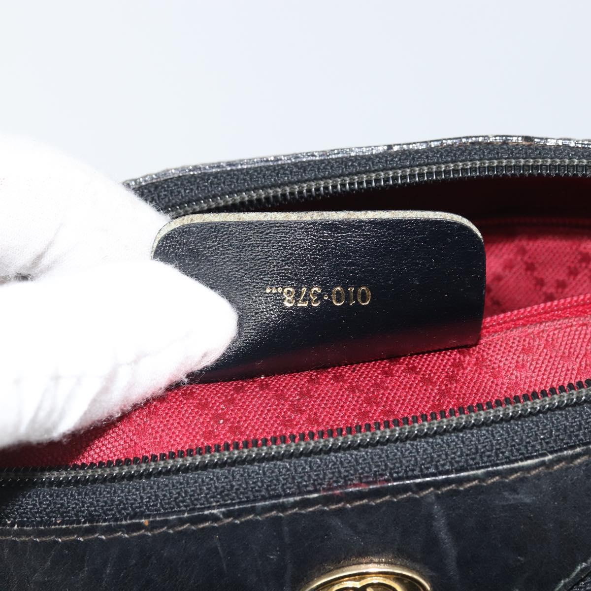 GUCCI GG Canvas Web Sherry Line Shoulder Bag Black Gold 010 378 Auth 165196