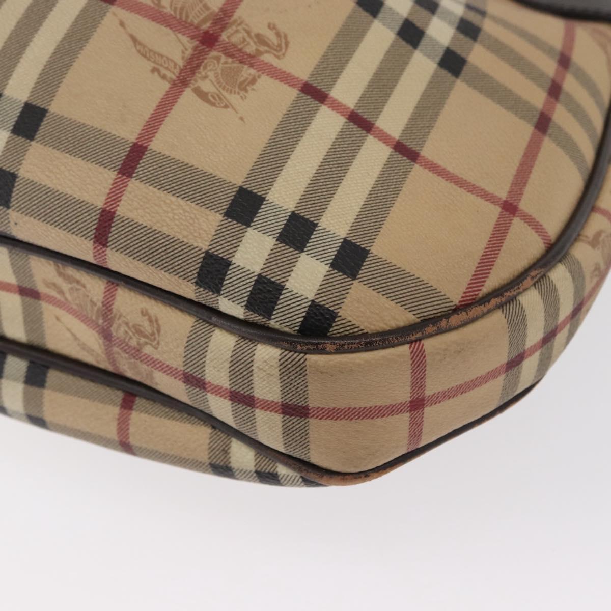 BURBERRY Nova Check Shoulder Bag PVC Beige Gold Auth 165209