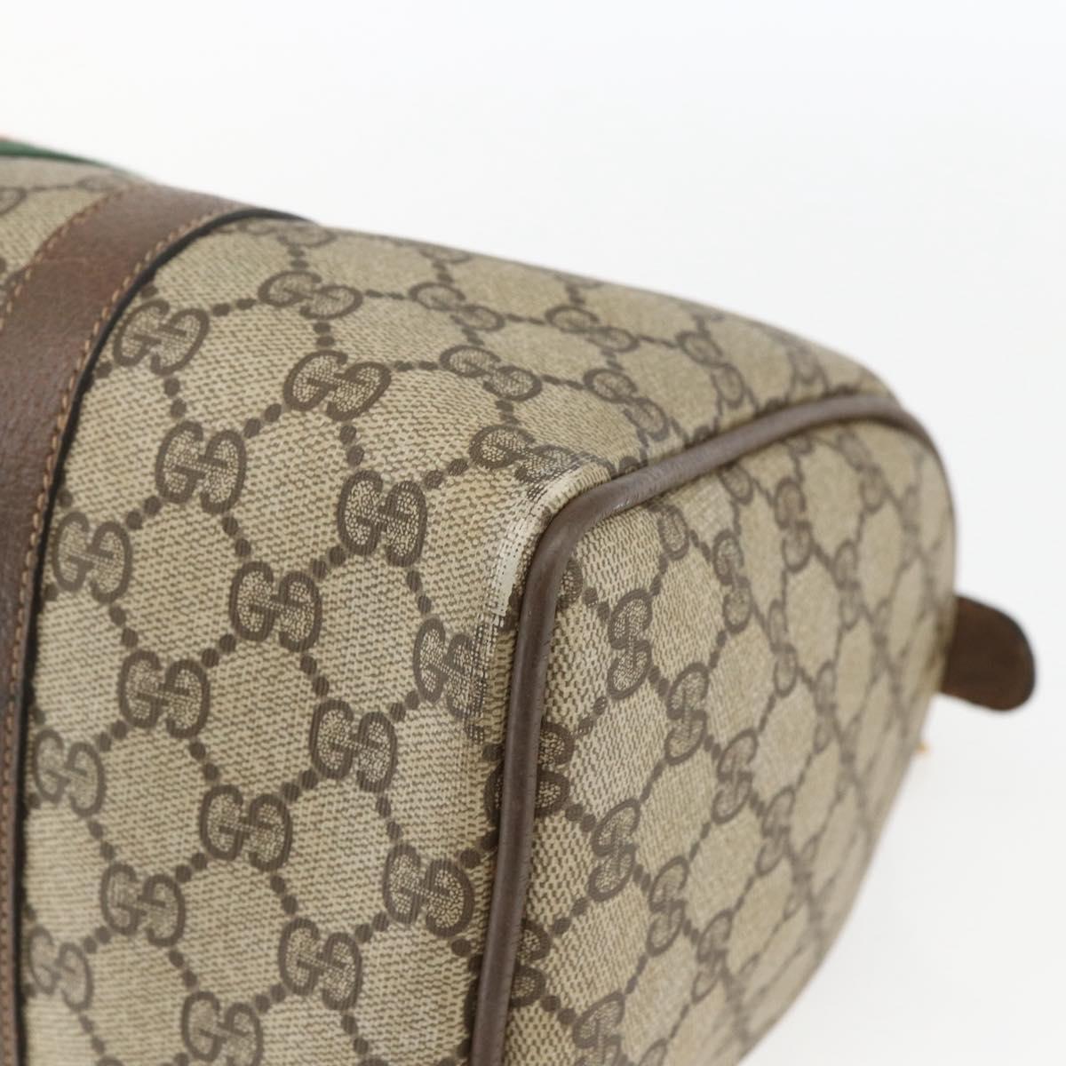 GUCCI GG Supreme Web Sherry Line Boston Bag PVC Beige Gold 39 02 007 Auth 165215
