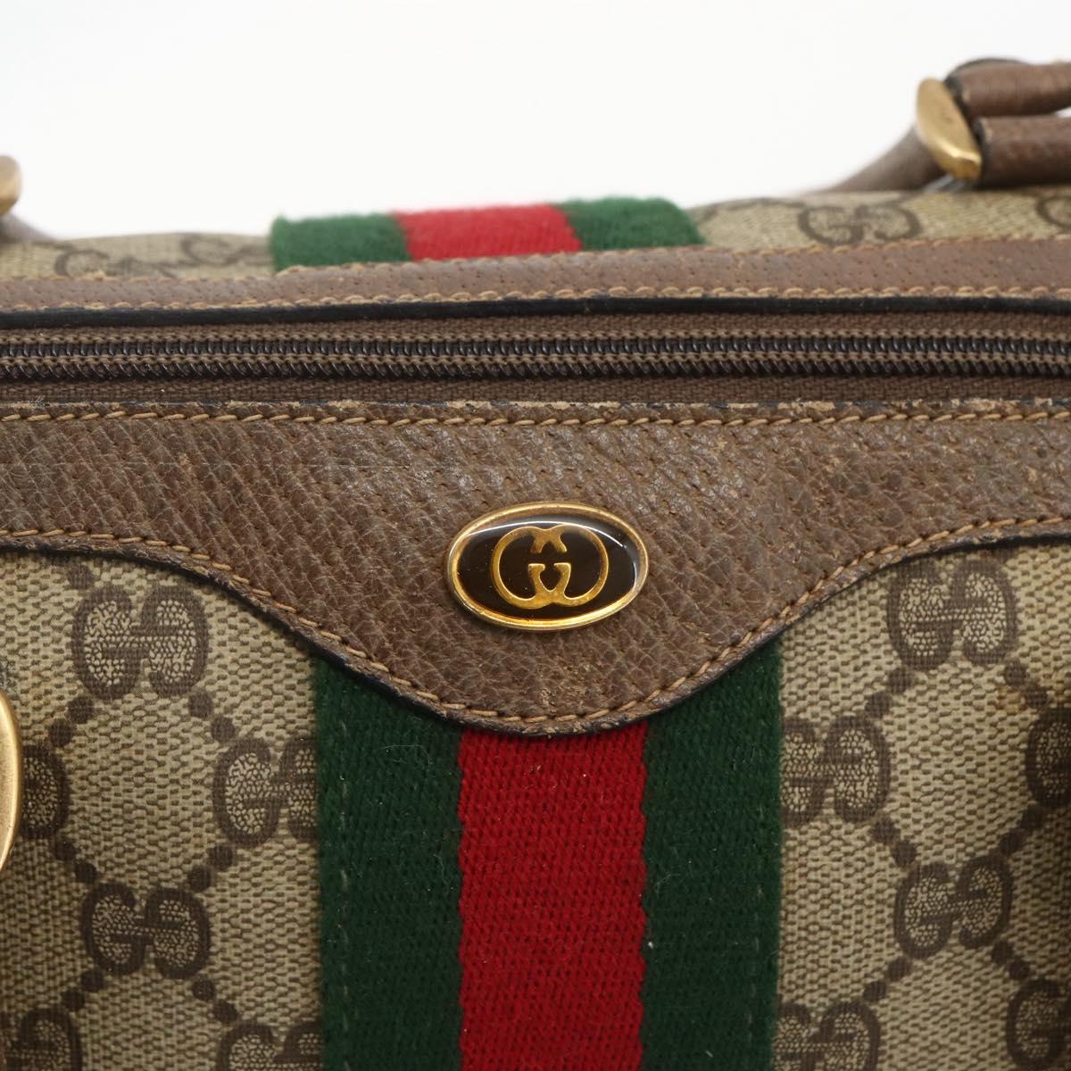 GUCCI GG Supreme Web Sherry Line Boston Bag PVC Beige Gold 39 02 007 Auth 165215