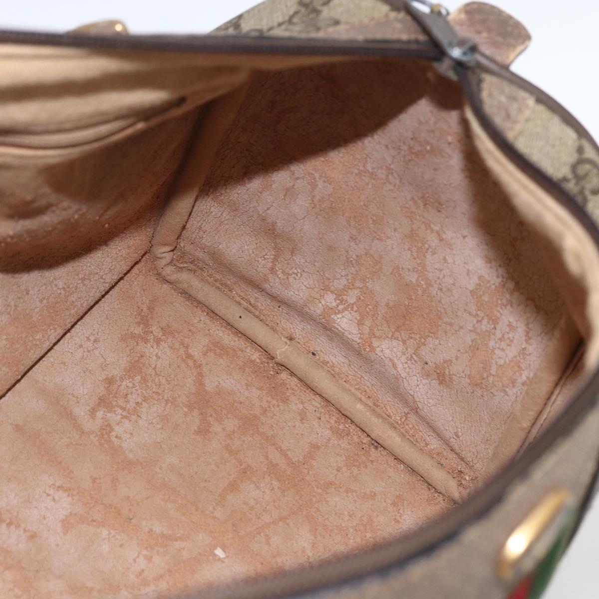 GUCCI GG Supreme Web Sherry Line Boston Bag PVC Beige Gold 39 02 007 Auth 165215