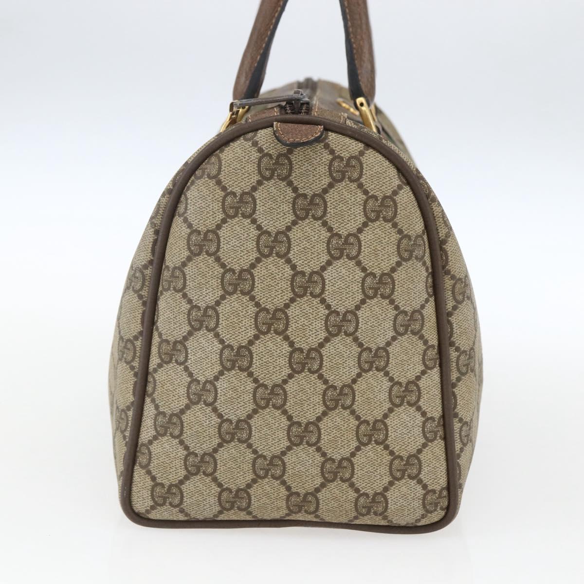 GUCCI GG Supreme Web Sherry Line Boston Bag PVC Beige Gold 39 02 007 Auth 165215