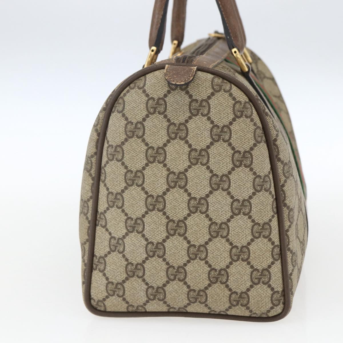 GUCCI GG Supreme Web Sherry Line Boston Bag PVC Beige Gold 39 02 007 Auth 165215