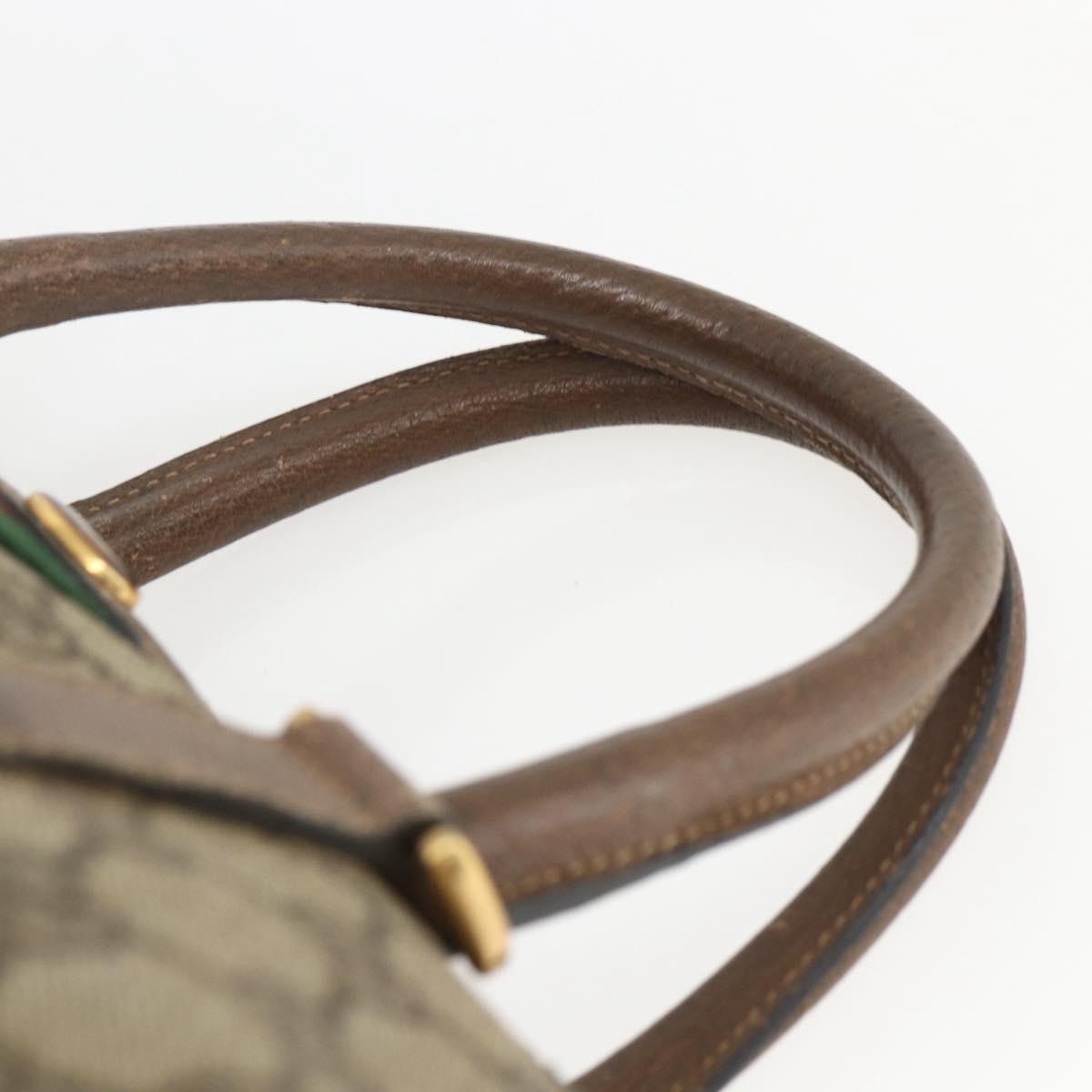 GUCCI GG Supreme Web Sherry Line Boston Bag PVC Beige Gold 39 02 007 Auth 165215