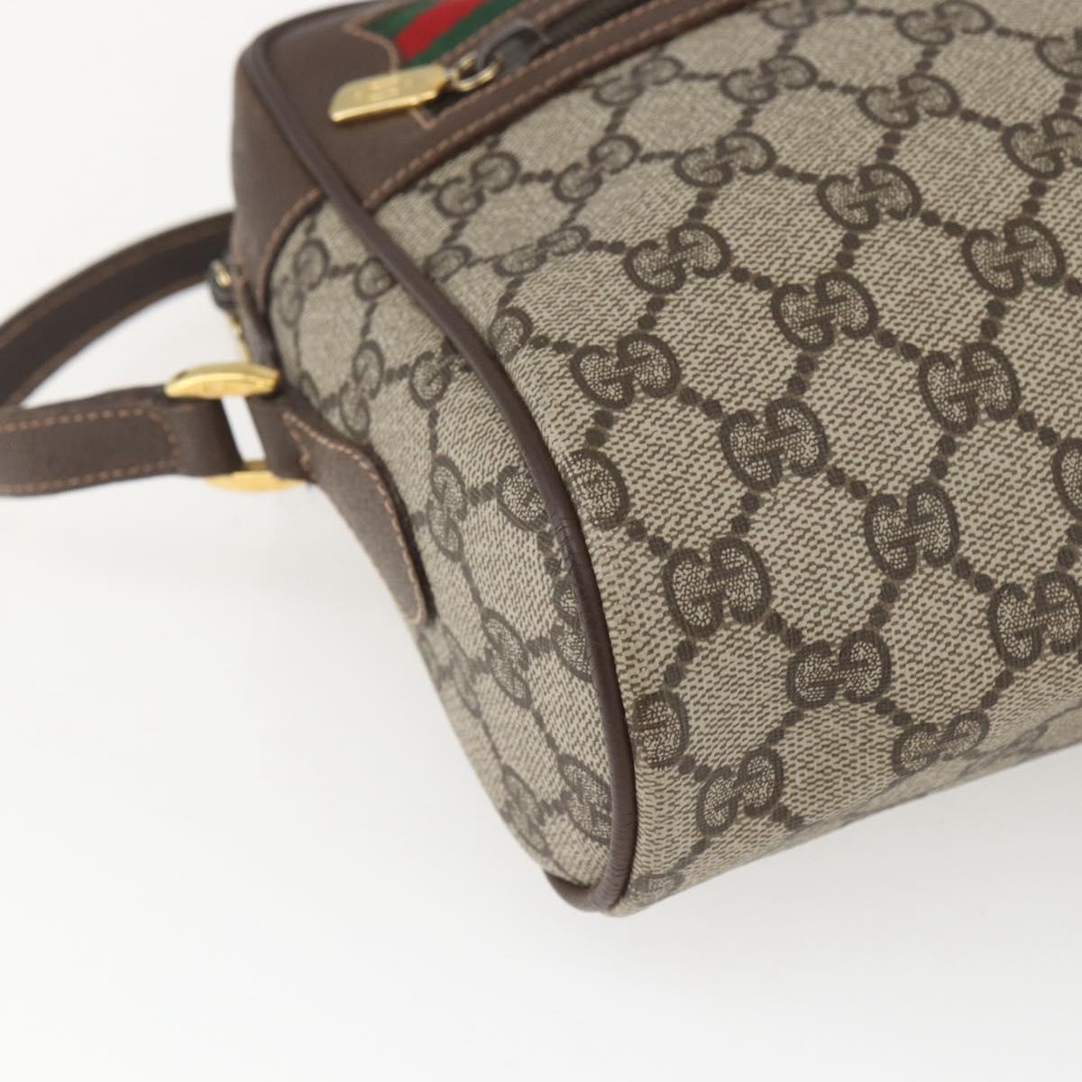 GUCCI GG Supreme Web Sherry Line Bag PVC Beige Gold 56 02 088 Auth 165218