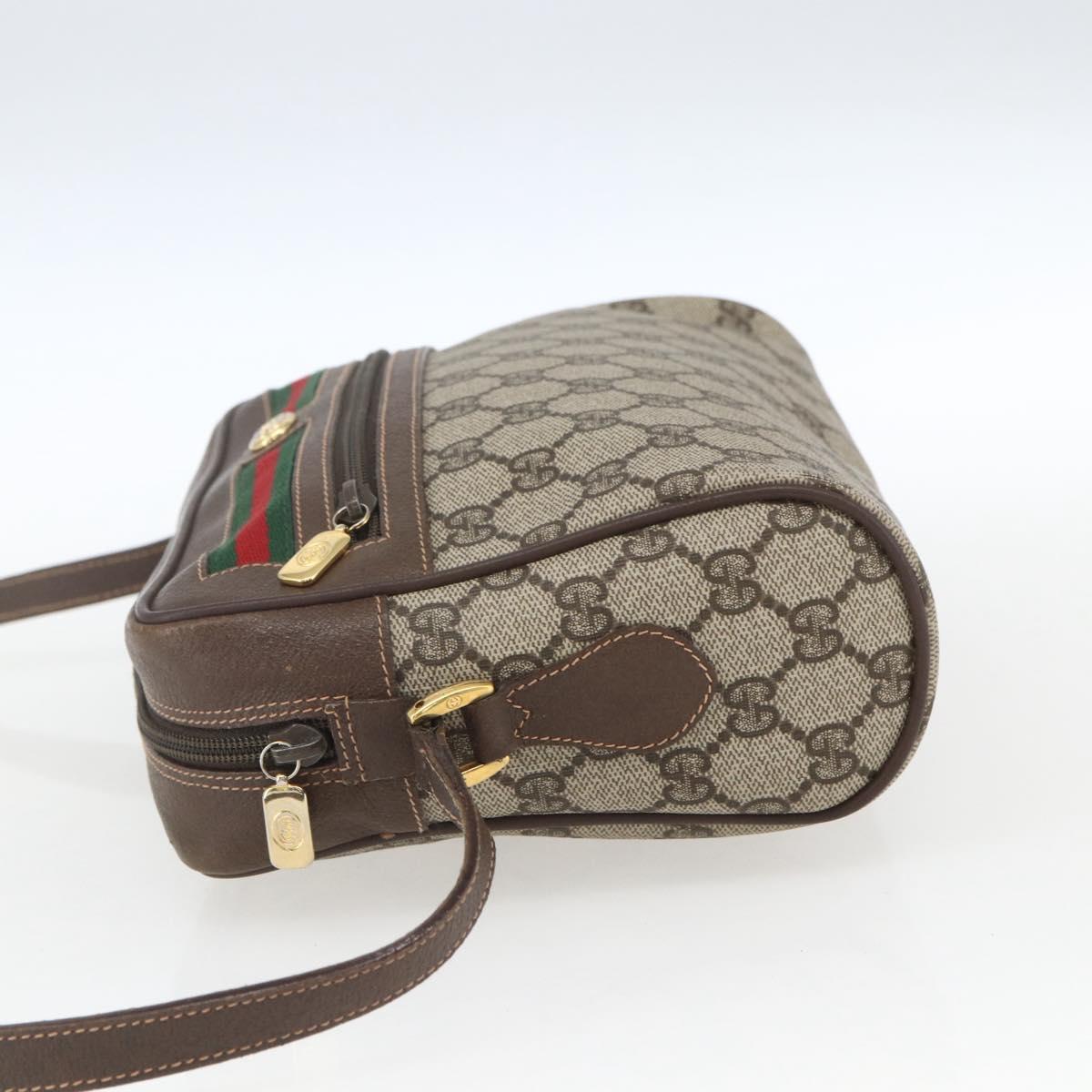GUCCI GG Supreme Web Sherry Line Bag PVC Beige Gold 56 02 088 Auth 165218
