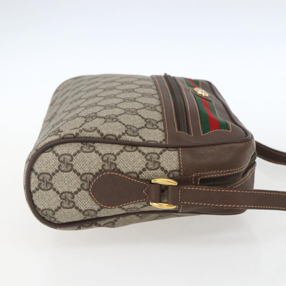 GUCCI GG Supreme Web Sherry Line Bag PVC Beige Gold 56 02 088 Auth 165218