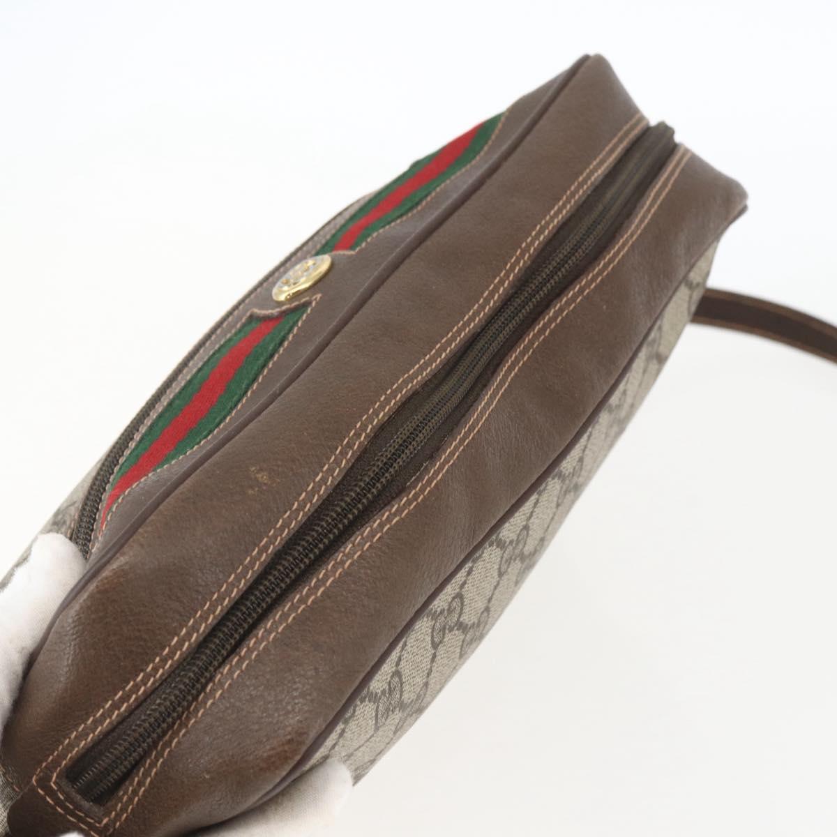GUCCI GG Supreme Web Sherry Line Bag PVC Beige Gold 56 02 088 Auth 165218