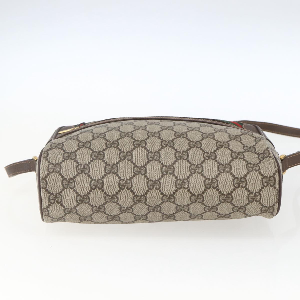 GUCCI GG Supreme Web Sherry Line Bag PVC Beige Gold 56 02 088 Auth 165218