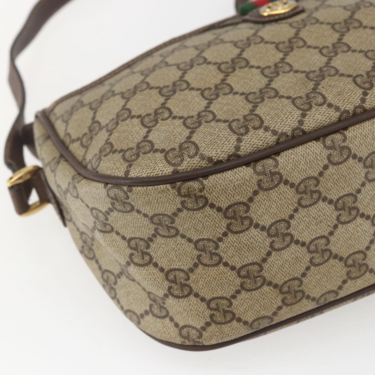 GUCCI GG Supreme Web Sherry Line Bag PVC Beige Gold 89 02 077 Auth 165219