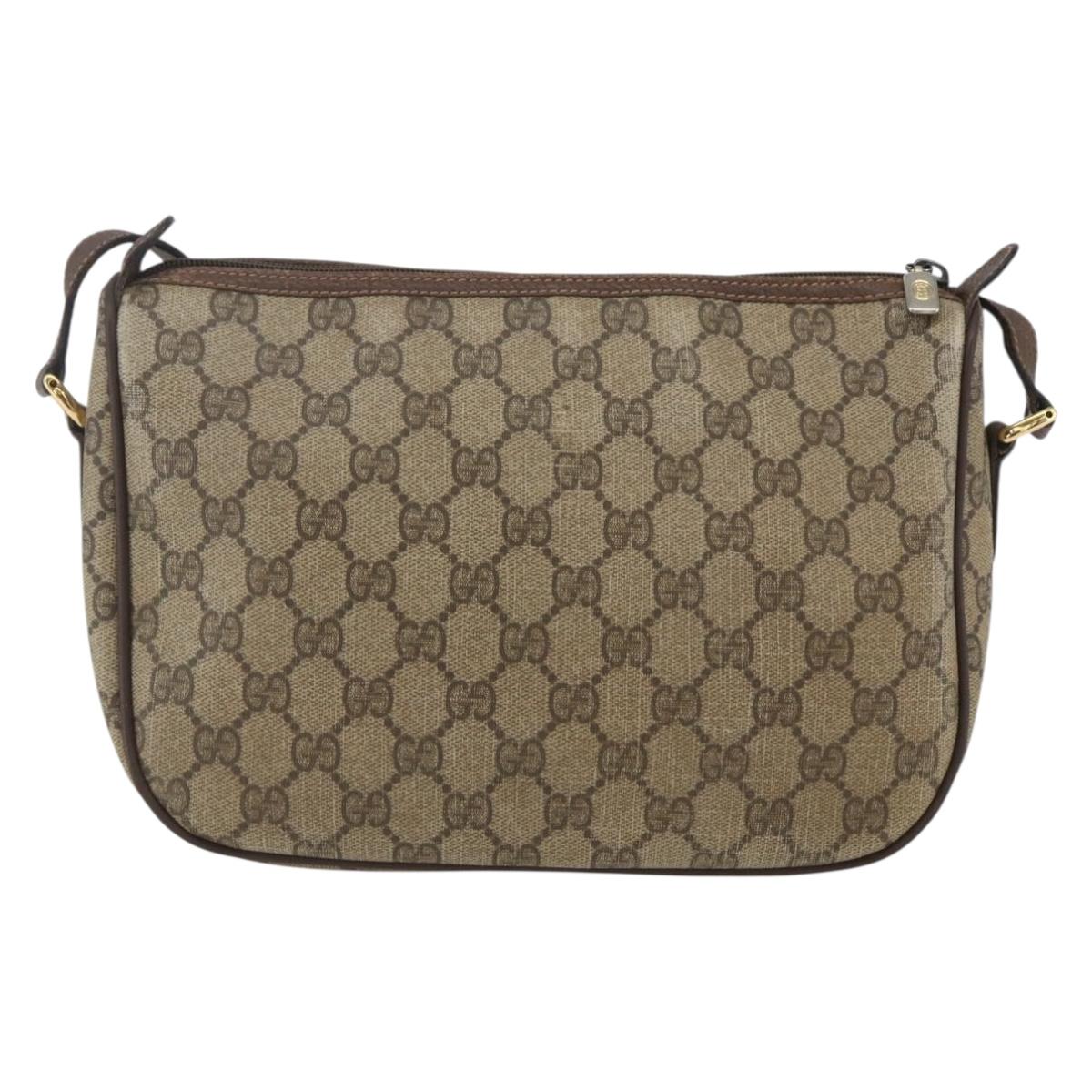 GUCCI GG Supreme Web Sherry Line Bag PVC Beige Gold 89 02 077 Auth 165219