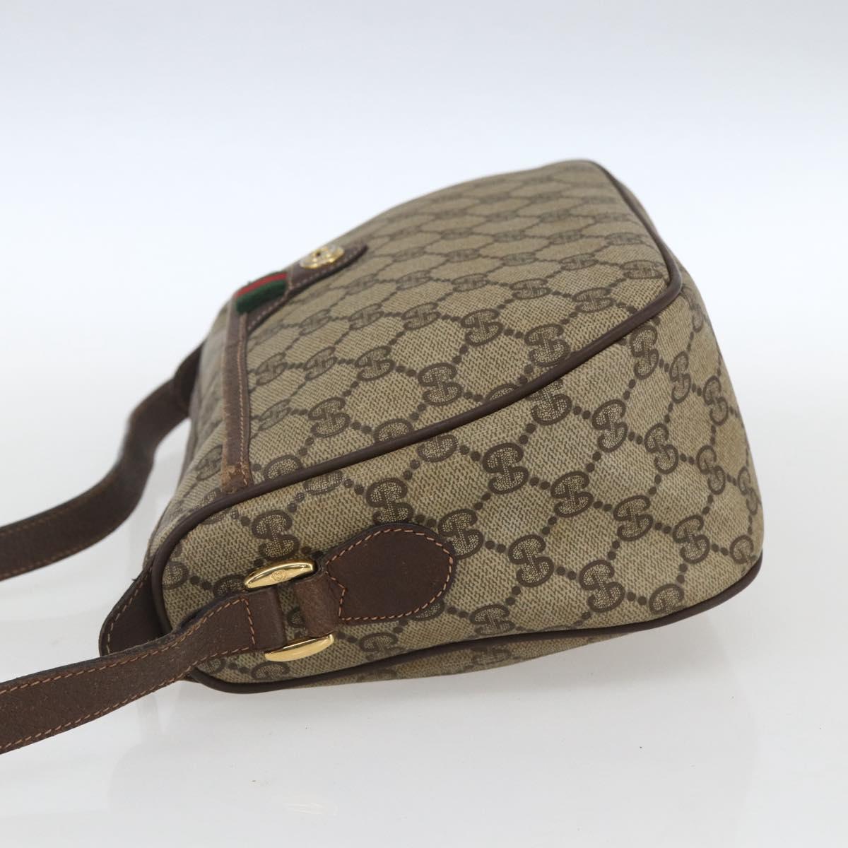 GUCCI GG Supreme Web Sherry Line Bag PVC Beige Gold 89 02 077 Auth 165219