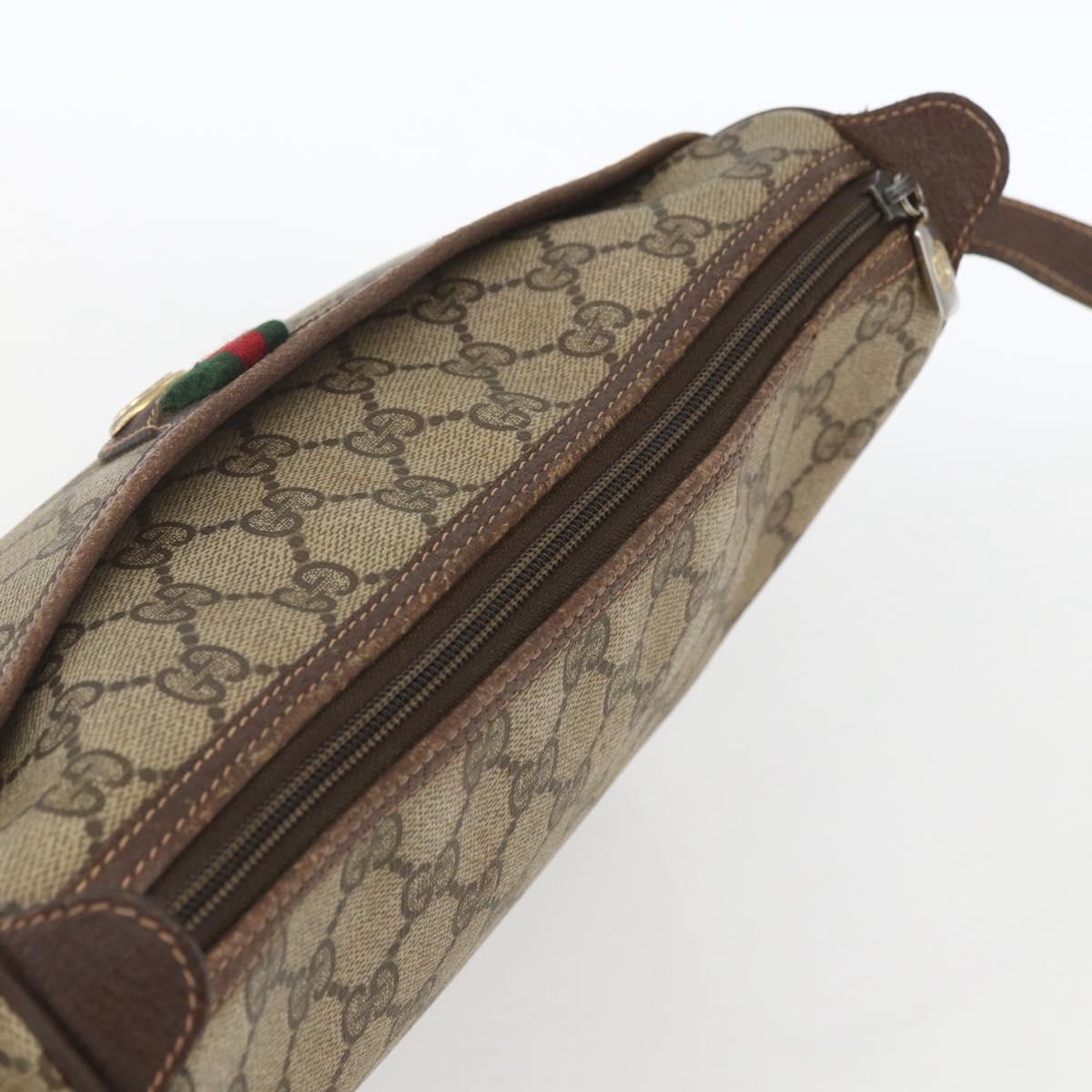 GUCCI GG Supreme Web Sherry Line Bag PVC Beige Gold 89 02 077 Auth 165219