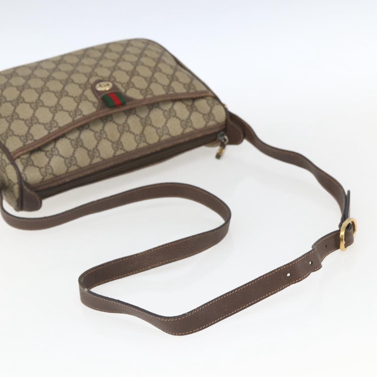 GUCCI GG Supreme Web Sherry Line Bag PVC Beige Gold 89 02 077 Auth 165219