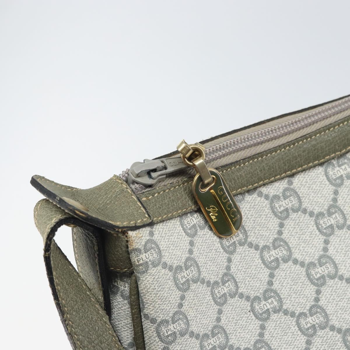 GUCCI GG Plus Supreme Shoulder Bag PVC Gray Gold Auth 165221