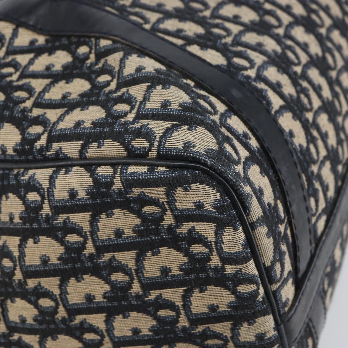 Christian Dior Trotter Canvas Boston Bag Navy Silver Auth 165227