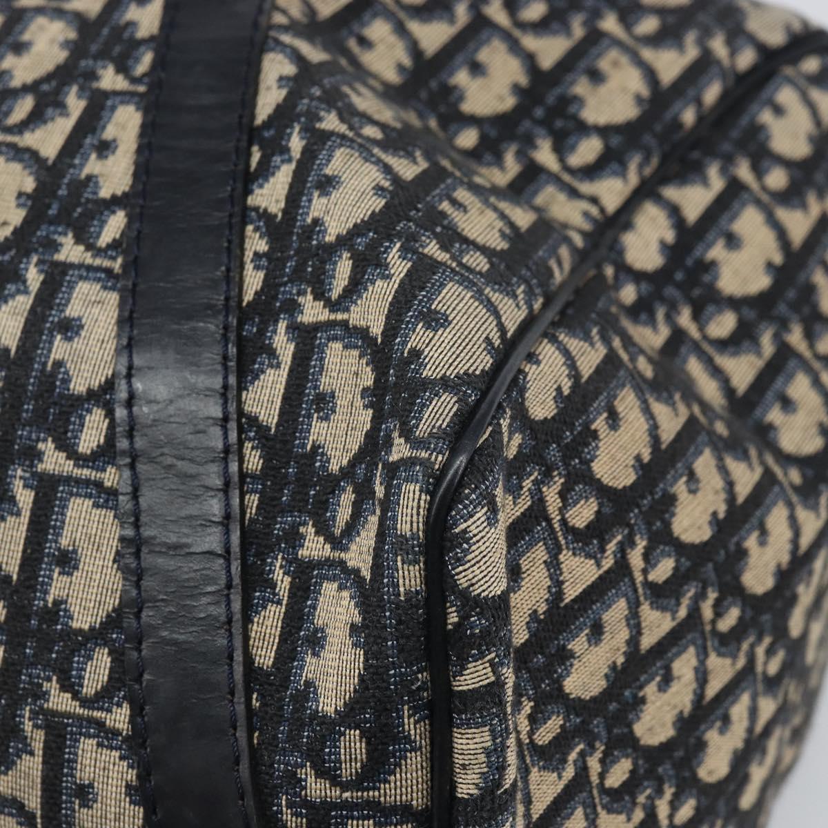 Christian Dior Trotter Canvas Boston Bag Navy Silver Auth 165227