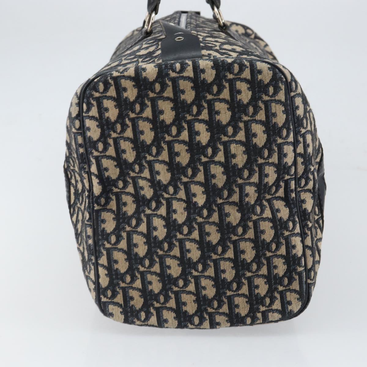 Christian Dior Trotter Canvas Boston Bag Navy Silver Auth 165227