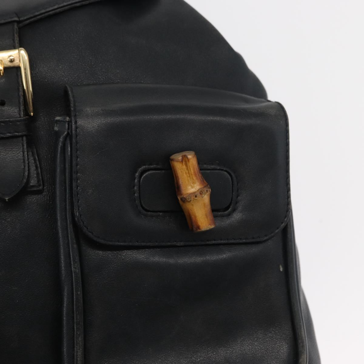 GUCCI Bamboo Backpack Leather Black Gold 003 2058 0016 Auth 165229
