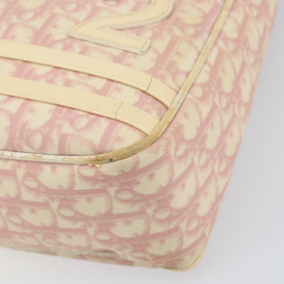 Christian Dior Trotter Canvas Shoulder Bag PVC Pink Silver Auth 165231