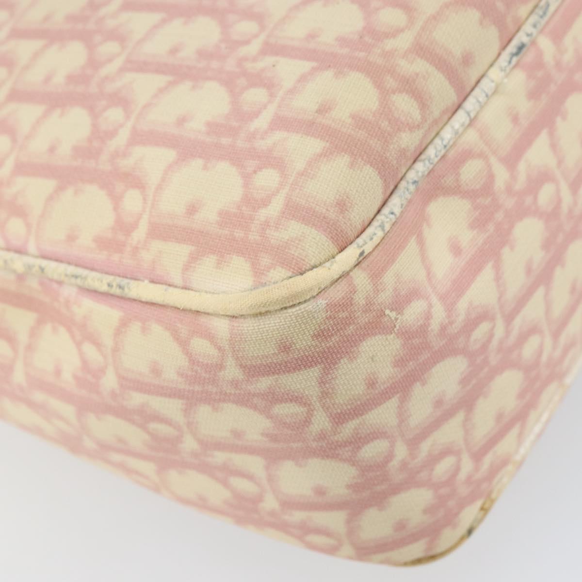 Christian Dior Trotter Canvas Shoulder Bag PVC Pink Silver Auth 165231