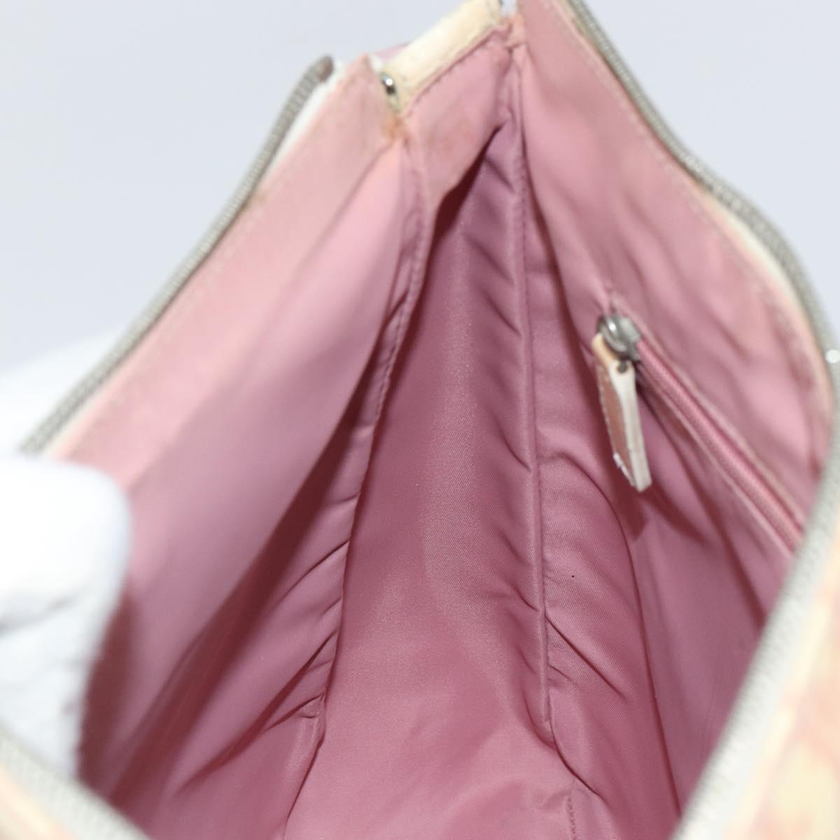 Christian Dior Trotter Canvas Shoulder Bag PVC Pink Silver Auth 165231