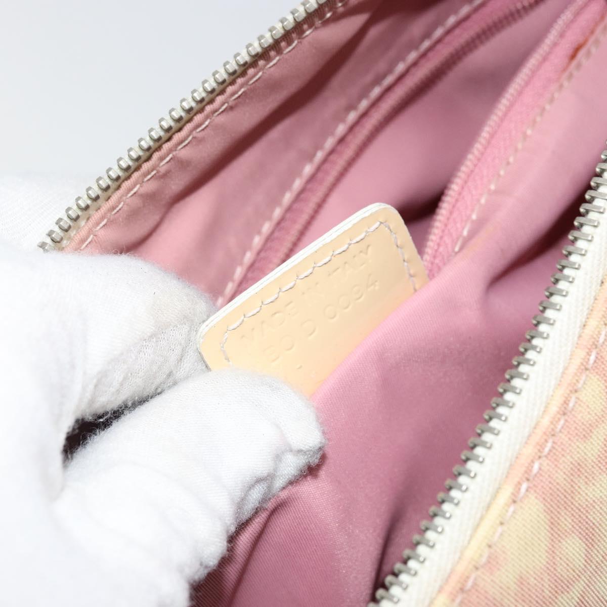 Christian Dior Trotter Canvas Shoulder Bag PVC Pink Silver Auth 165231