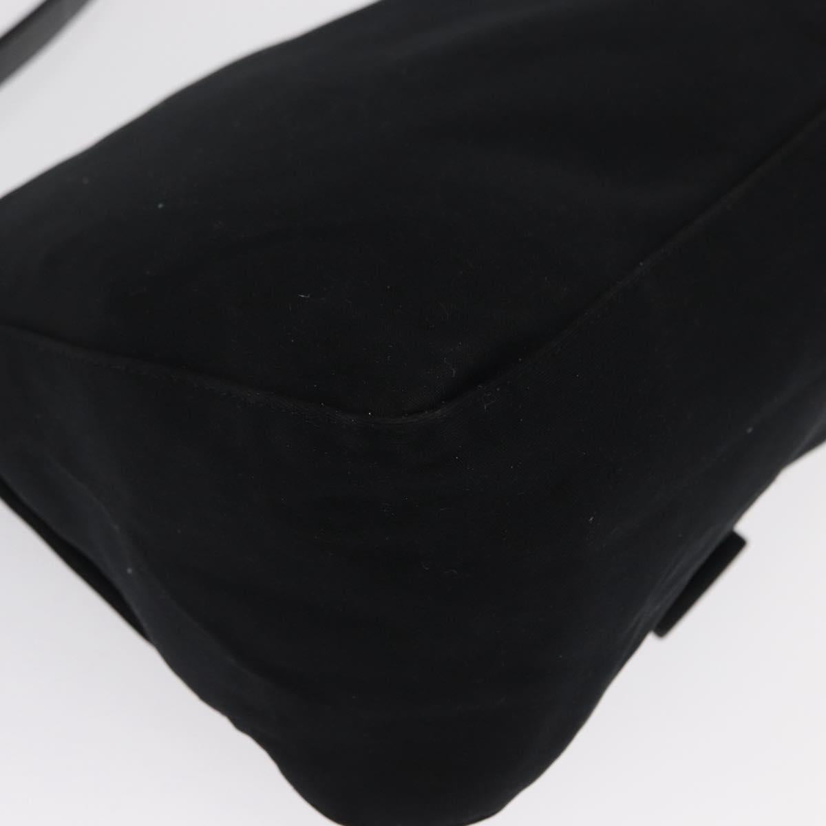 FENDI Mamma Baguette Shoulder Bag Nylon Black Silver Auth 165232