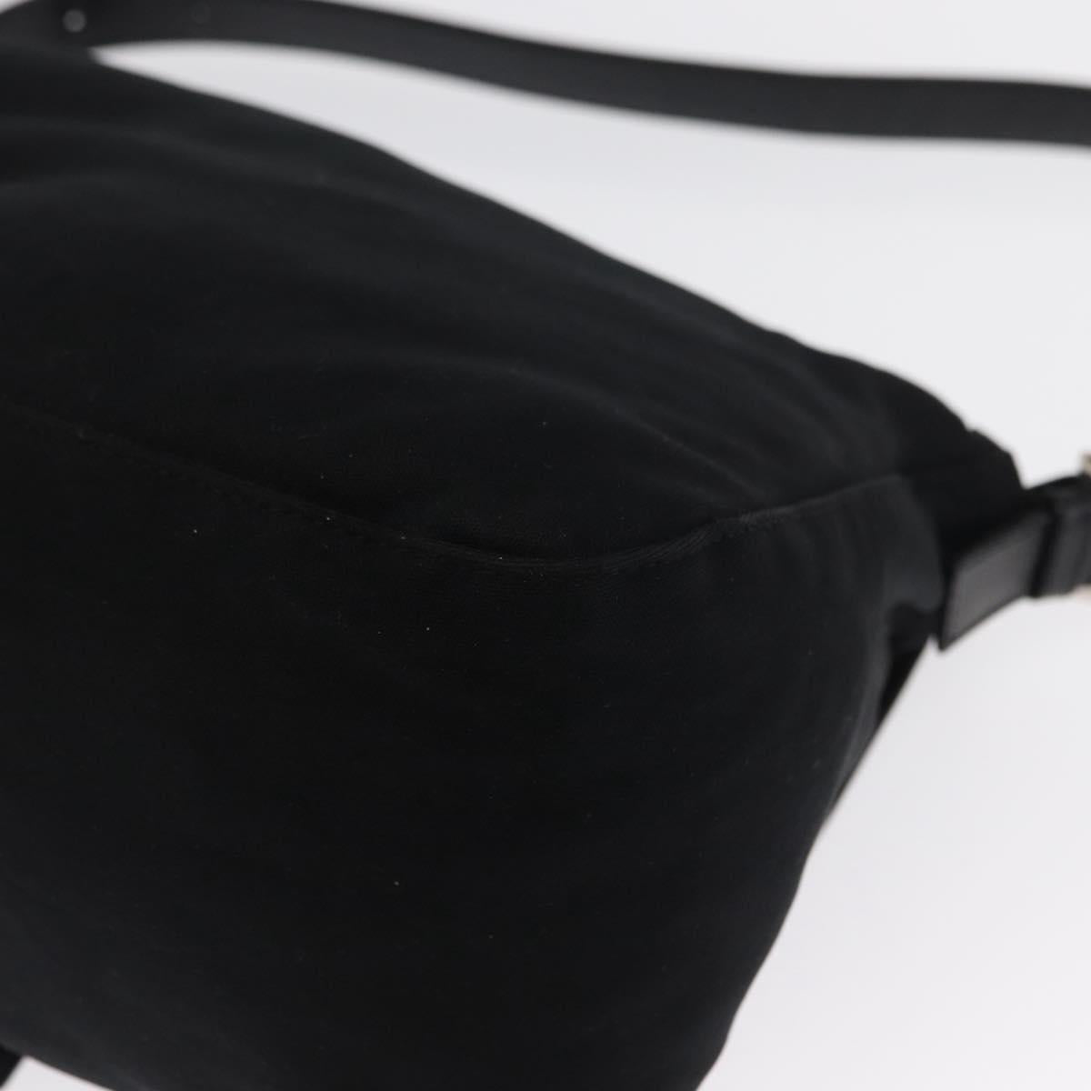 FENDI Mamma Baguette Shoulder Bag Nylon Black Silver Auth 165232