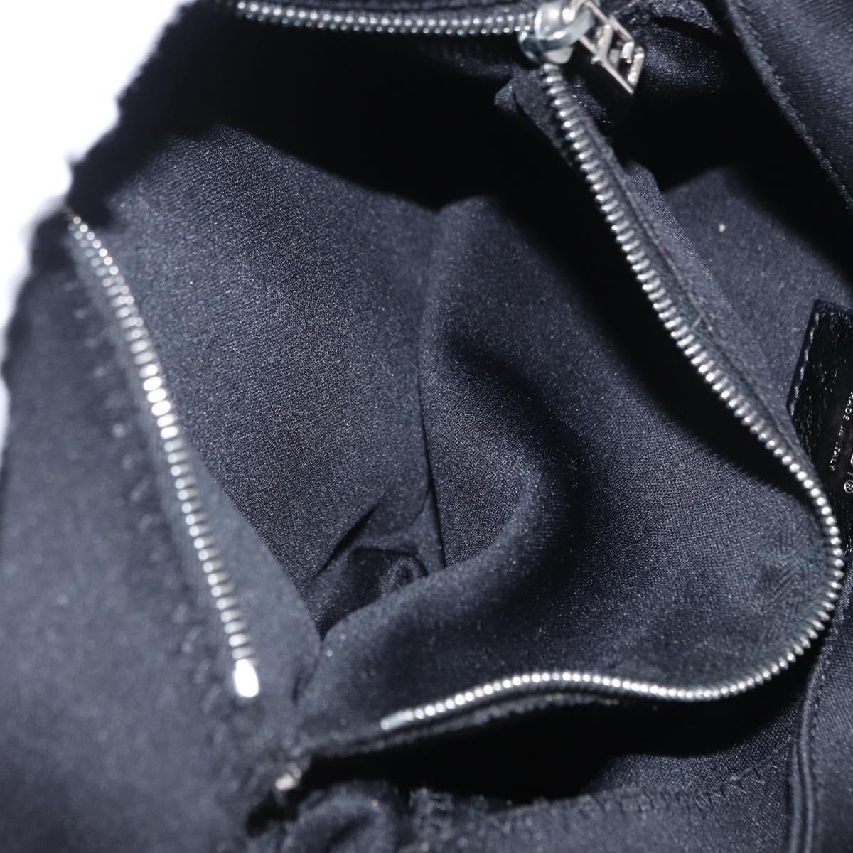 FENDI Mamma Baguette Shoulder Bag Nylon Black Silver Auth 165232