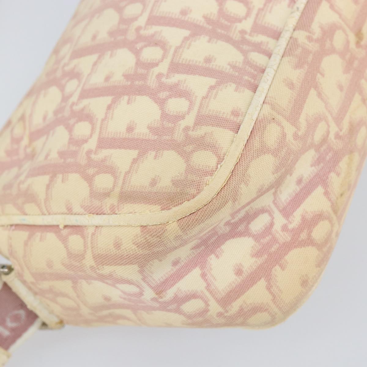 Christian Dior Trotter Canvas Shoulder Bag PVC Pink Silver Auth 165233