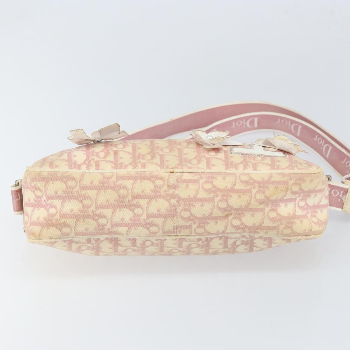 Christian Dior Trotter Canvas Shoulder Bag PVC Pink Silver Auth 165233