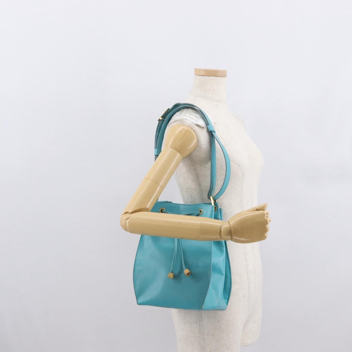 Christian Dior Shoulder Bag Leather Light Blue Auth 165238