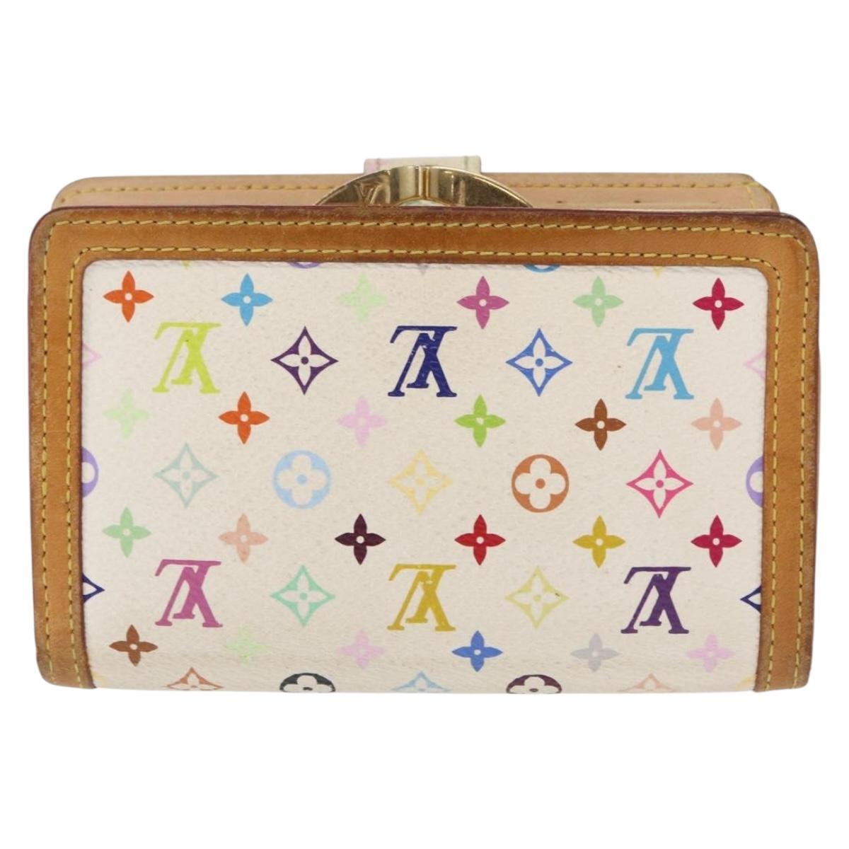 LOUIS VUITTON Multicolor Porte MonnaieViennois Wallet White M92987 Auth 165243