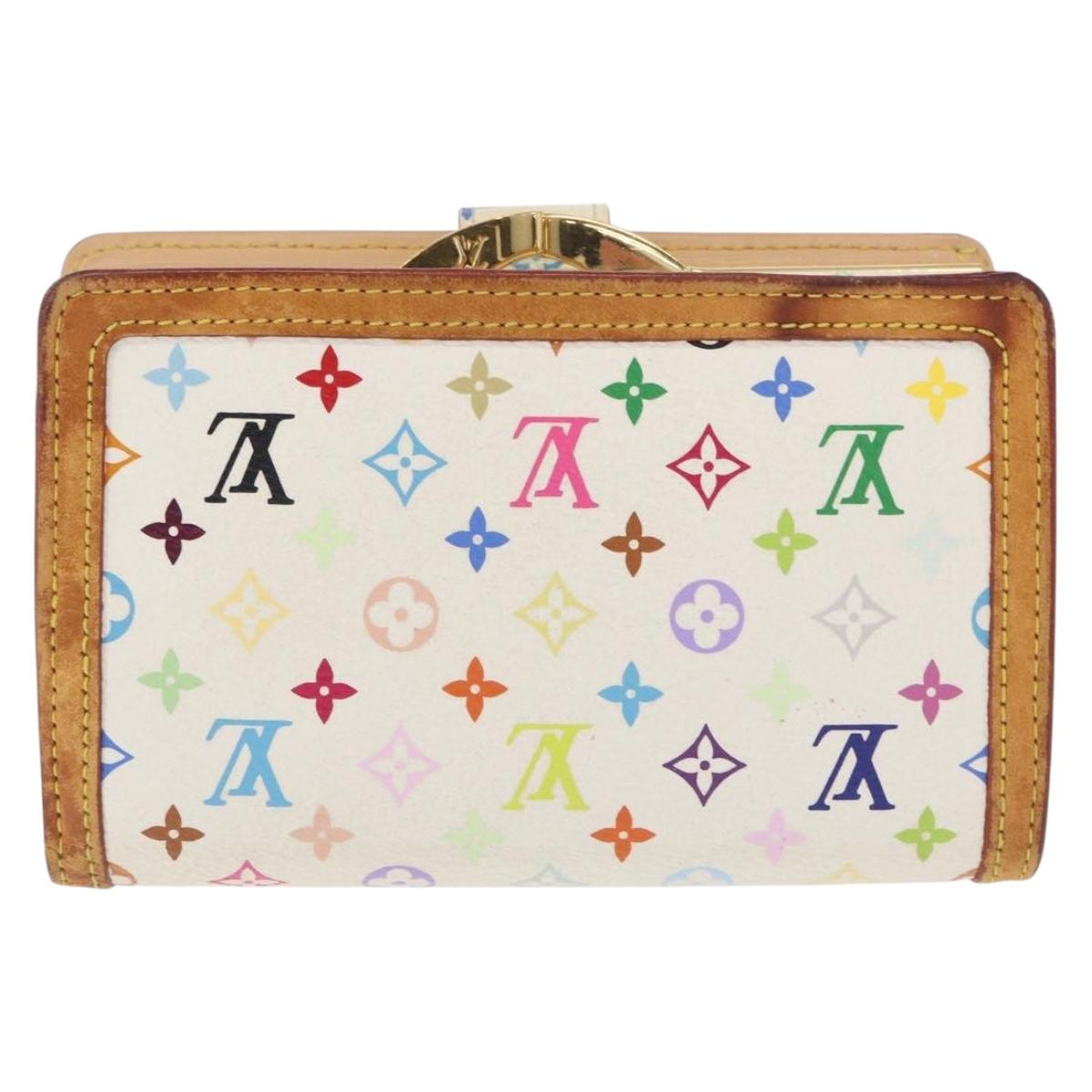 LOUIS VUITTON Multicolor Porte MonnaieViennois Wallet White M92987 Auth 165244