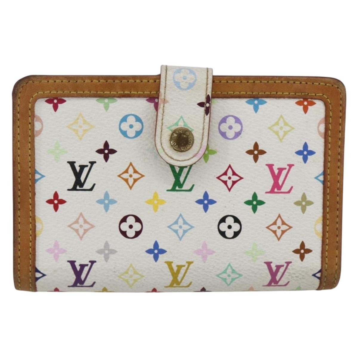 LOUIS VUITTON Multicolor Porte MonnaieViennois Wallet White M92987 Auth 165245