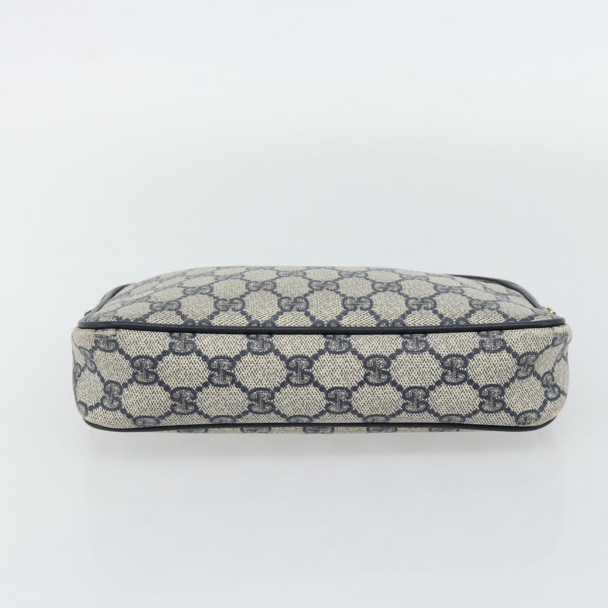 GUCCI GG Supreme Shoulder Bag PVC Navy Gold 97 02 068 Auth 165251