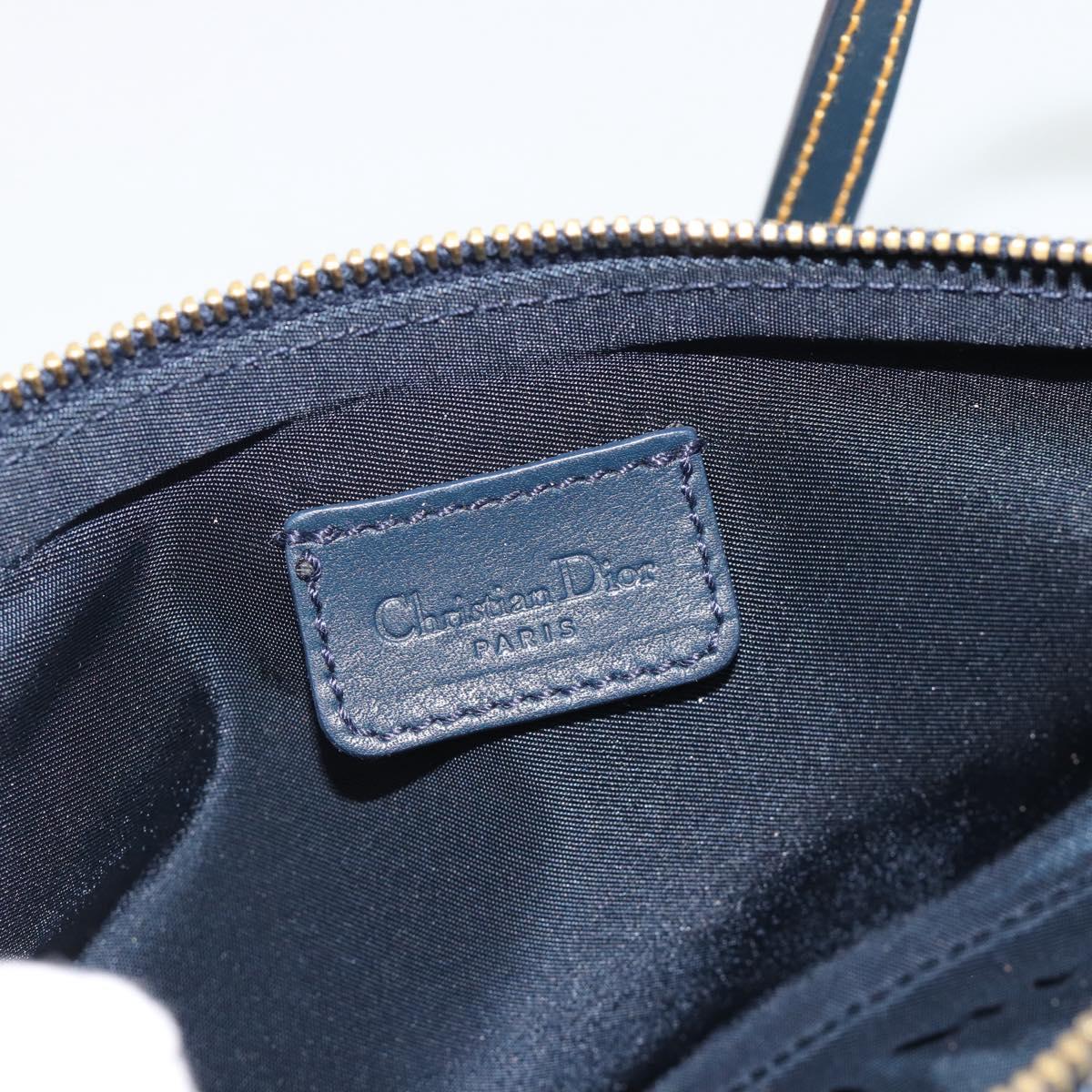 Christian Dior Trotter Canvas Saddle Pouch Navy Gold Auth 165254V