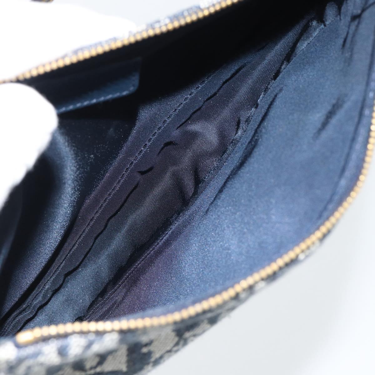 Christian Dior Trotter Canvas Saddle Pouch Navy Gold Auth 165254V