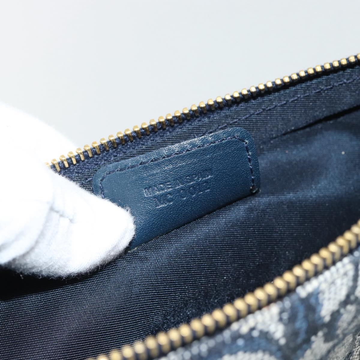 Christian Dior Trotter Canvas Saddle Pouch Navy Gold Auth 165254V