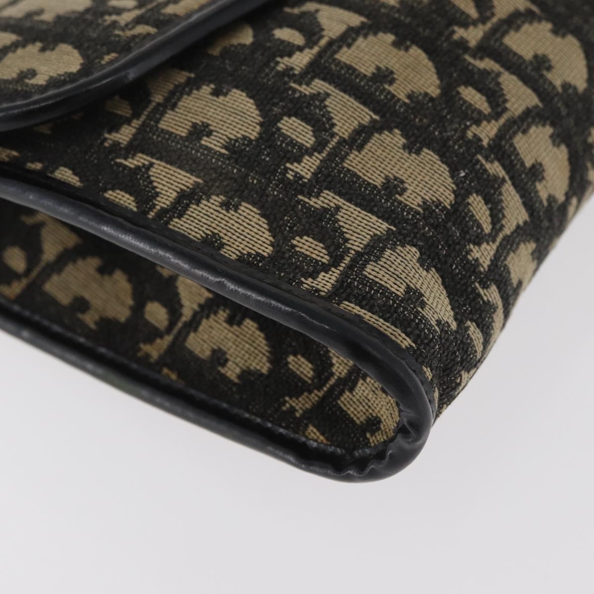 Christian Dior Trotter Canvas Shoulder Bag Navy Gold Auth 165259