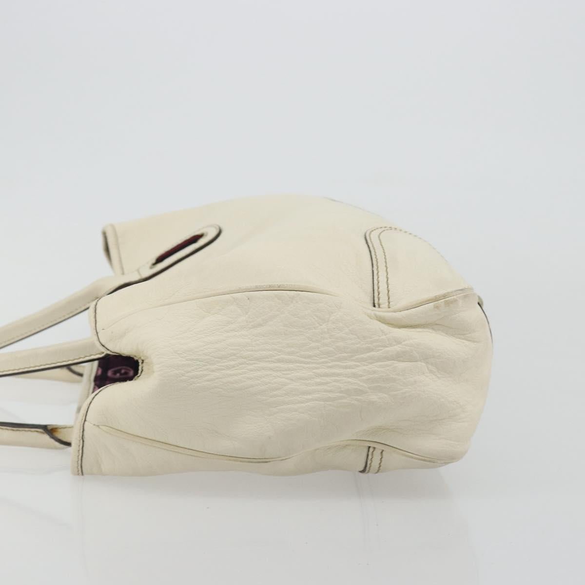 GUCCI Princi Tote Bag Leather White Gold 163805 Auth 165261