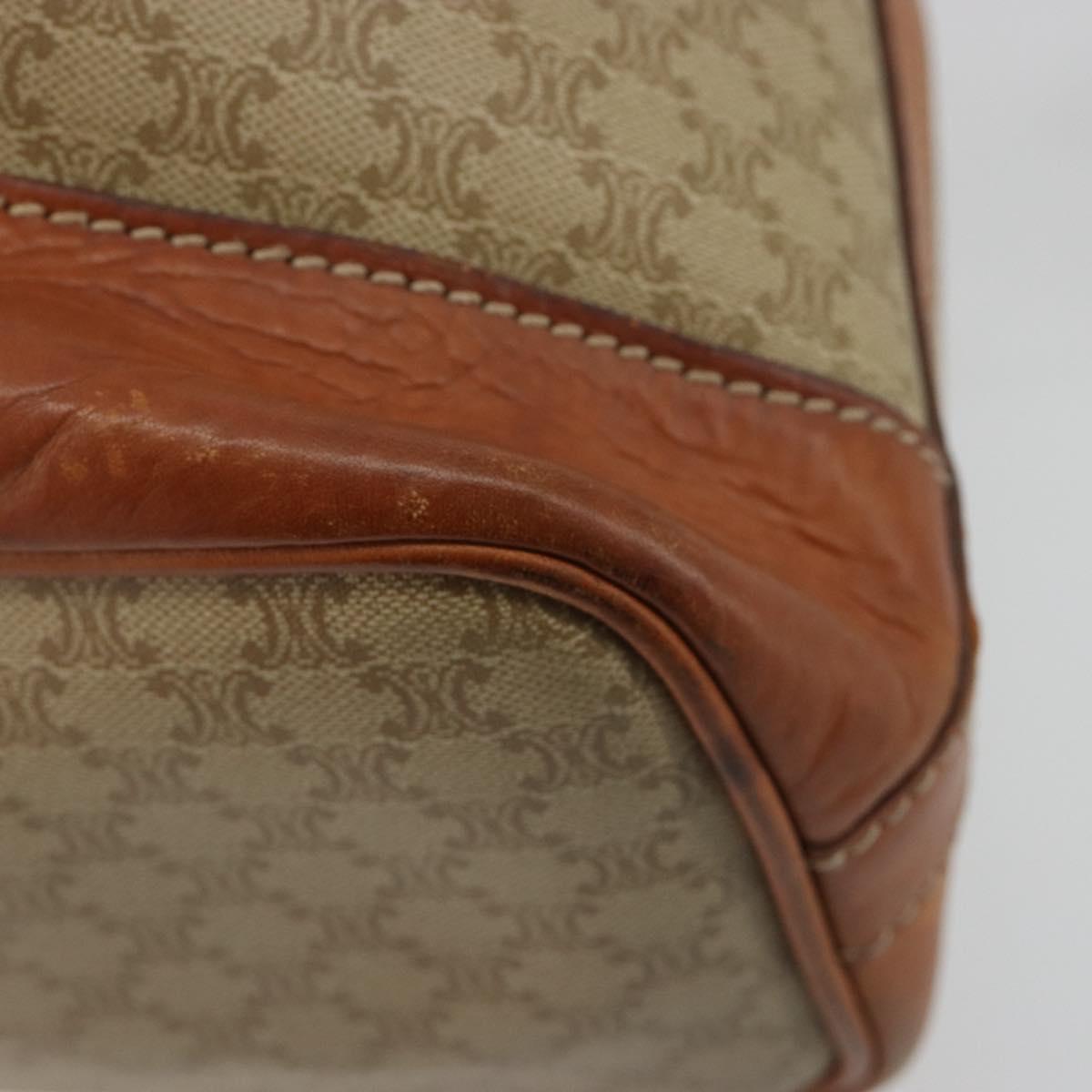 CELINE Macadam Canvas Shoulder Bag PVC Beige Gold Auth 165262