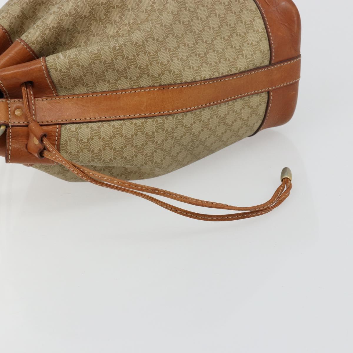 CELINE Macadam Canvas Shoulder Bag PVC Beige Gold Auth 165262